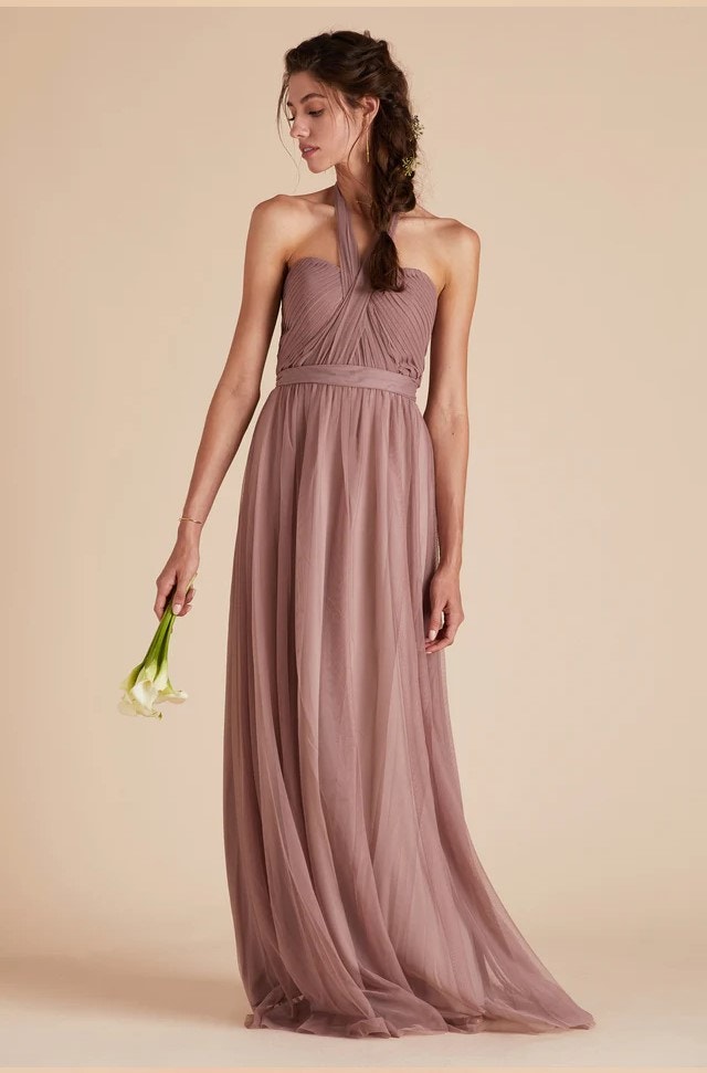 1465 Nwt Birdy Grey Christina Chiffon Convertible Bridesmaid Dress Sandy Mauve